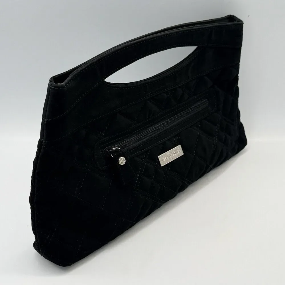 Vera Bradley Black Quilted Magnetic Clutch Purse Handheld Bag Zebra Lining Y2K